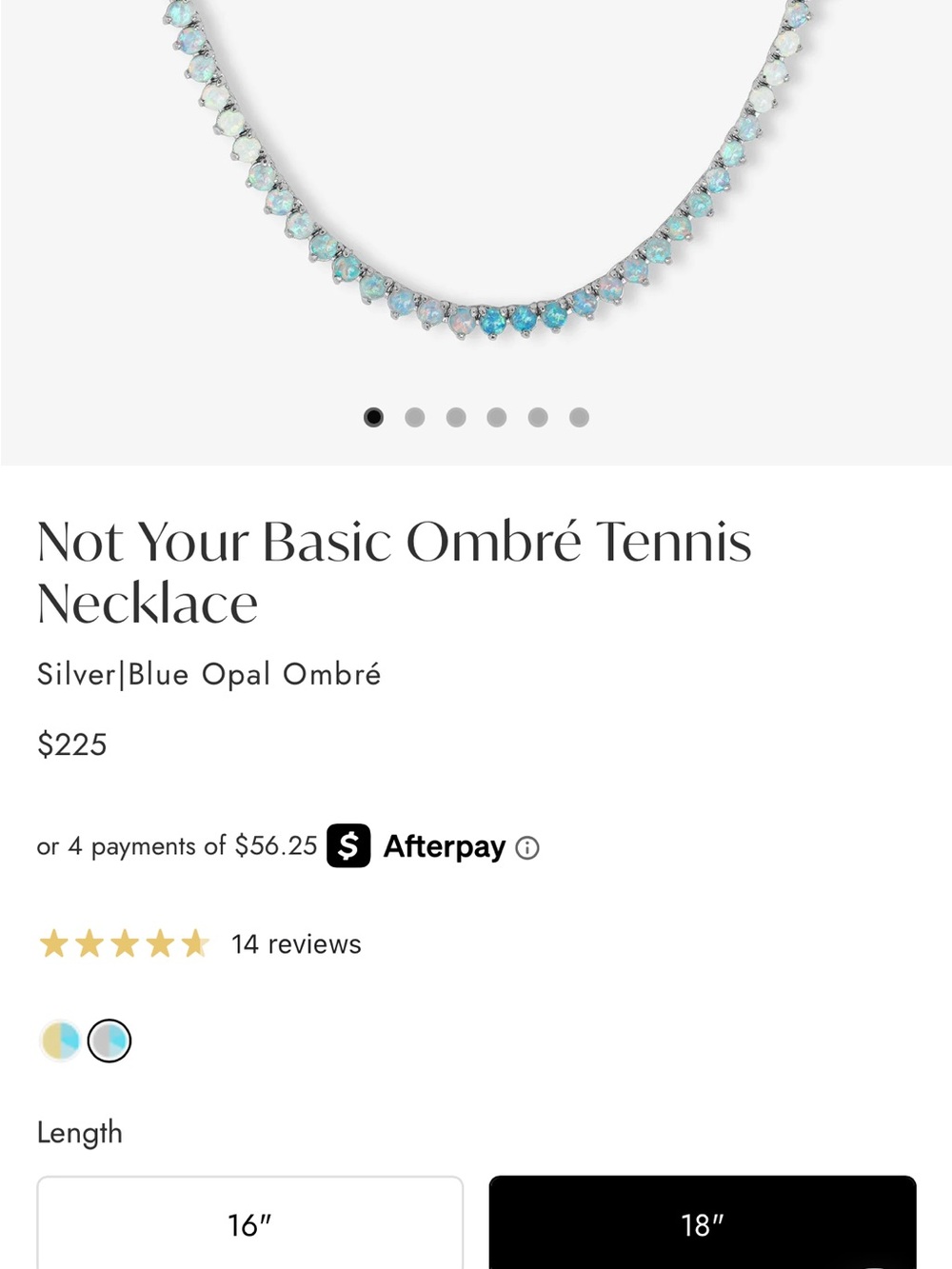 Melinda Maria Blue Opal Ombré Tennis Necklace - Silver